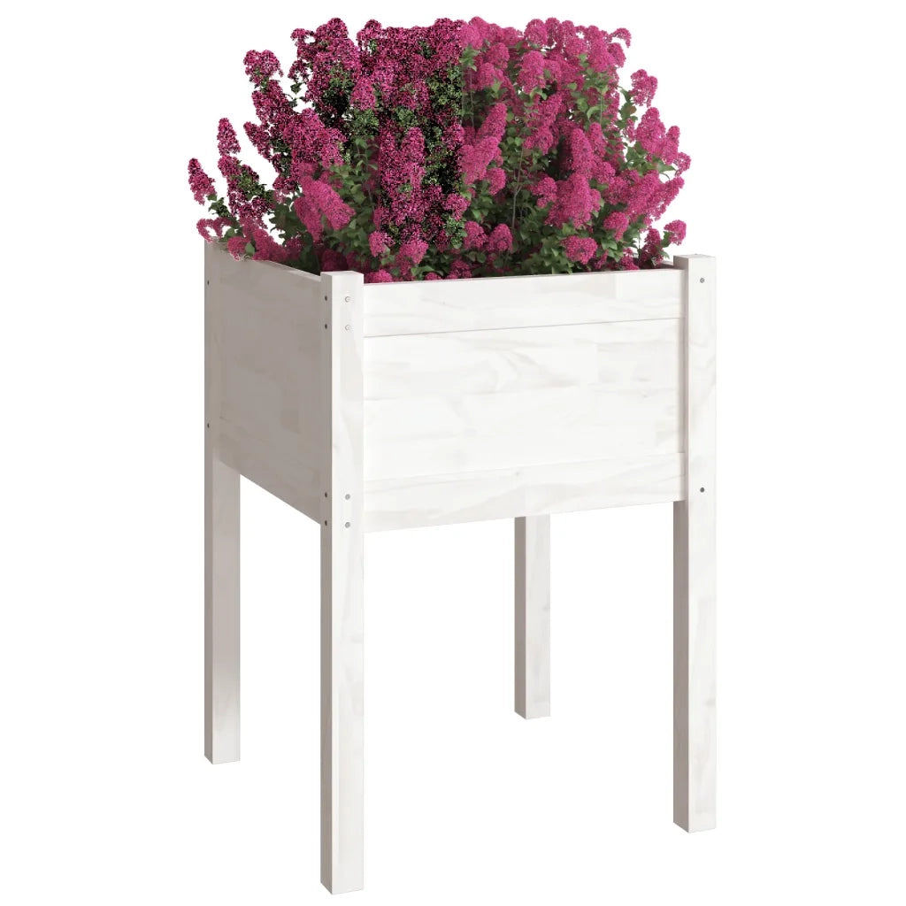 Fioriera da Giardino-Vaso da Esterno Bianca 50x50x70 cm Legno Massello di Pino