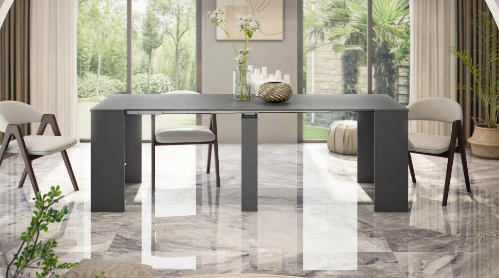 Abicitren, Consolle Allungabile 10 Posti, 90x51x78h cm Nero Antracite