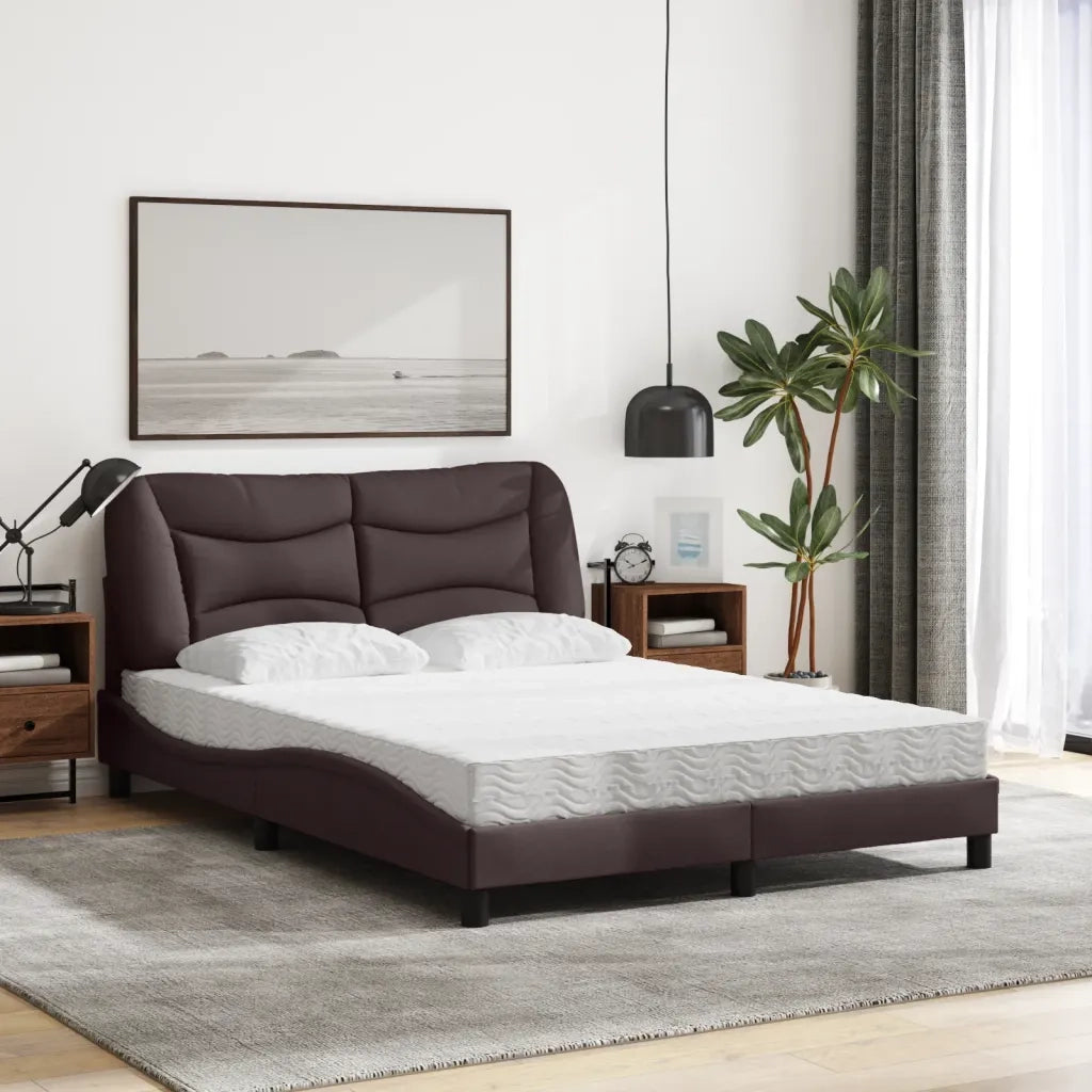 Letto con Materasso Hvar Marrone Scuro 120x200cm Tessuto 3208523