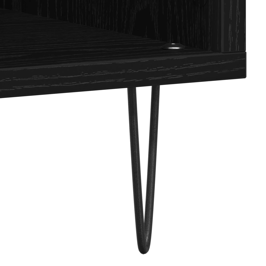 Mobile per dischi Rovere Nero 84.5x38x90 cm Legno ingegnerizzato