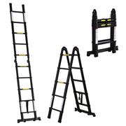 Scala Telescopica Pieghevole 10 Gradini 320x67x7 cm per Interni ed Esterni Nero