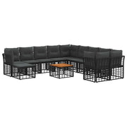 Set di divani da esterno 12 pcs Nero e Grigio scuro Poliestere 3437627