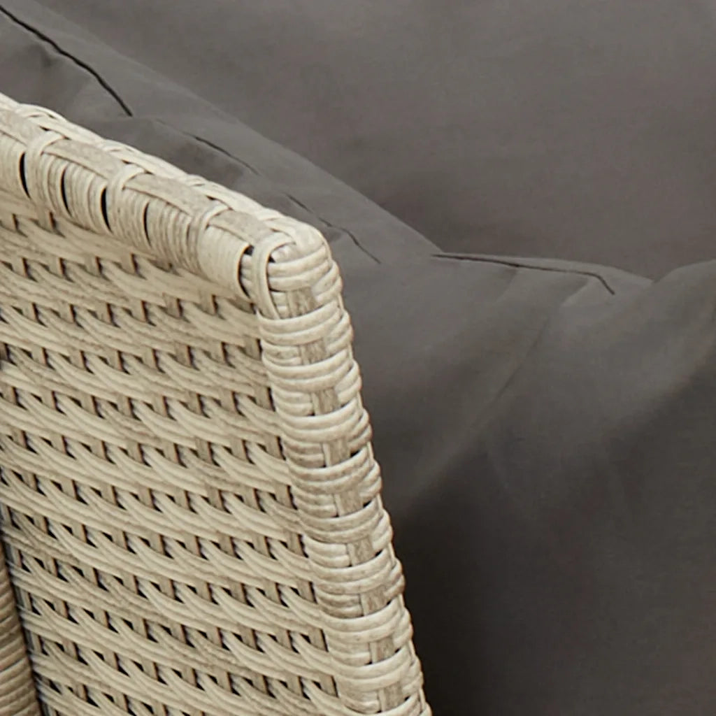 Divano da Giardino con Cuscini in Polyrattan Grigio Chiaro