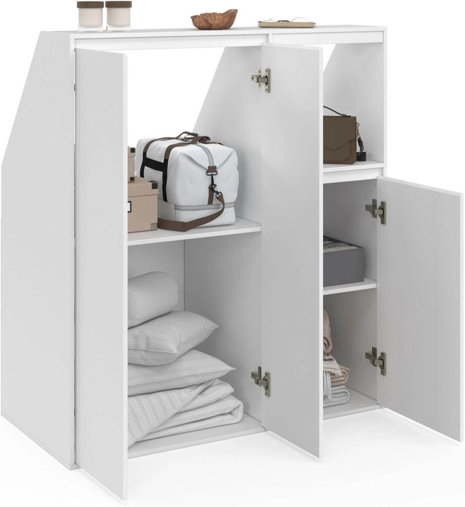Set di armadi a 2 ante + 1 anta e 1 nicchia TOMI bianco sottopensile