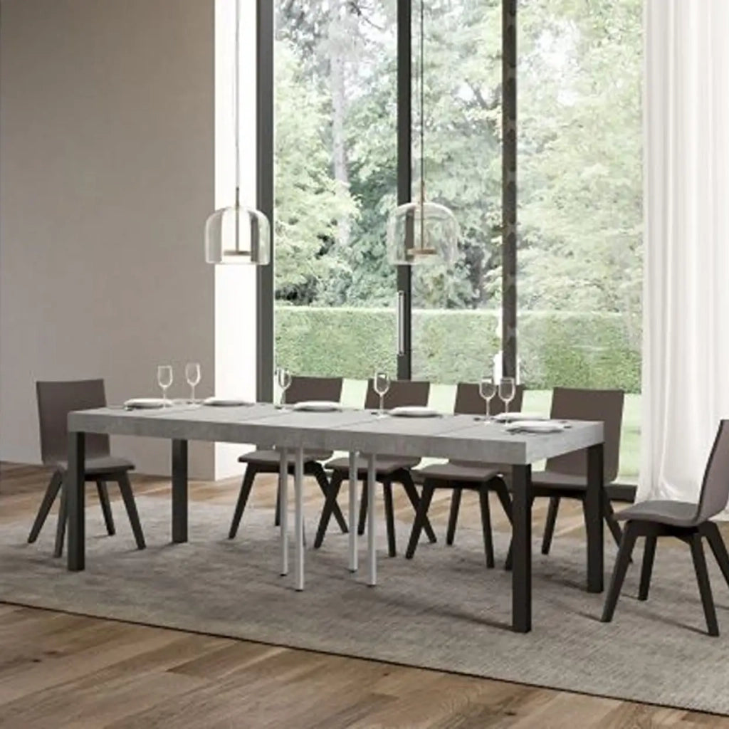 Tavolo allungabile 90/246x90 cm Everyday Premium colore cemento gambe antracite