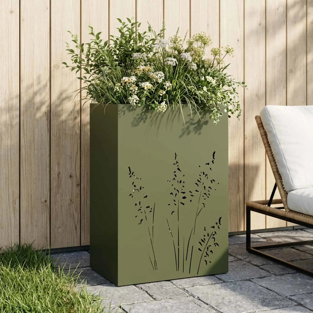Vaso da giardino Verde Oliva 50 x 30 x 75 cm 8005784