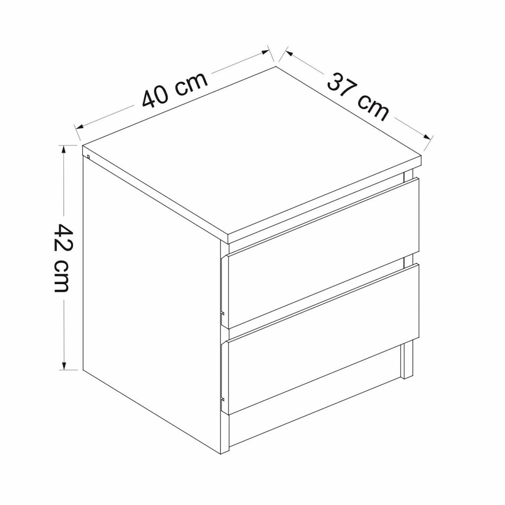 Comodino con 2 cassetti 42 x 40 x 37 cm bianco 03_0008675