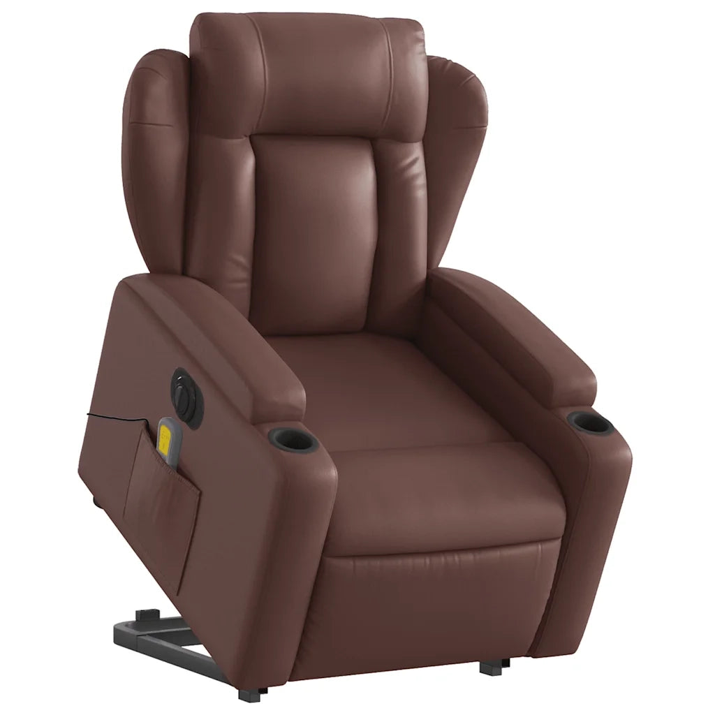 Poltrona Alzapersona Elettrica Reclinabile Marrone Similpelle 3204567