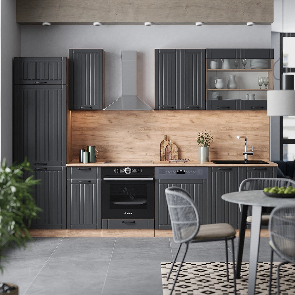 Cucina componibile Fame-Line Grigio scuro/Rovere dorato 300 cm, PL Rovere Vicco