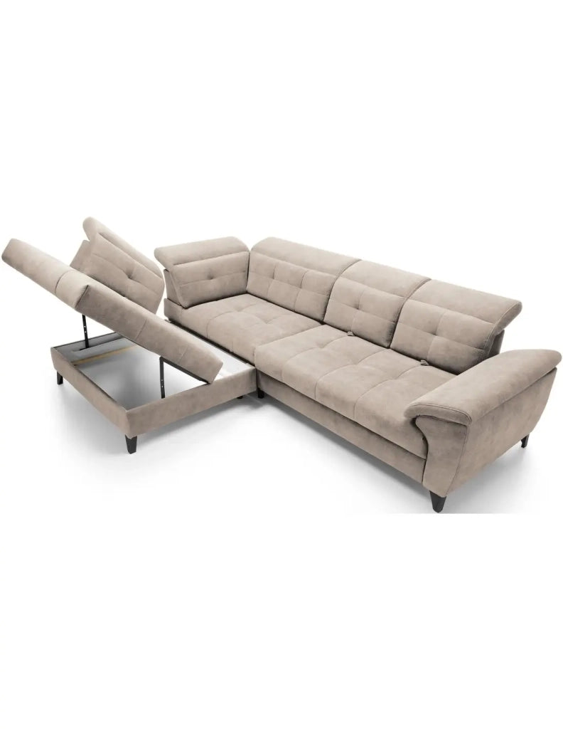 Divano ad angolo Beige 5 posti angolo sinistro 5 posti comfort INFERNO
