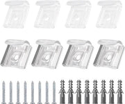 Set di supporti per specchio da parete - 8 pezzi supporti per specchio in acciaio inossidabile - gancio in PC plastica - specchio senza cornice - set di aggancio per specchio