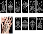 Set di stencil per tatuaggi al henna da 10 pezzi - stencil per tatuaggi al henna per donne e ragazze - trucco per Halloween