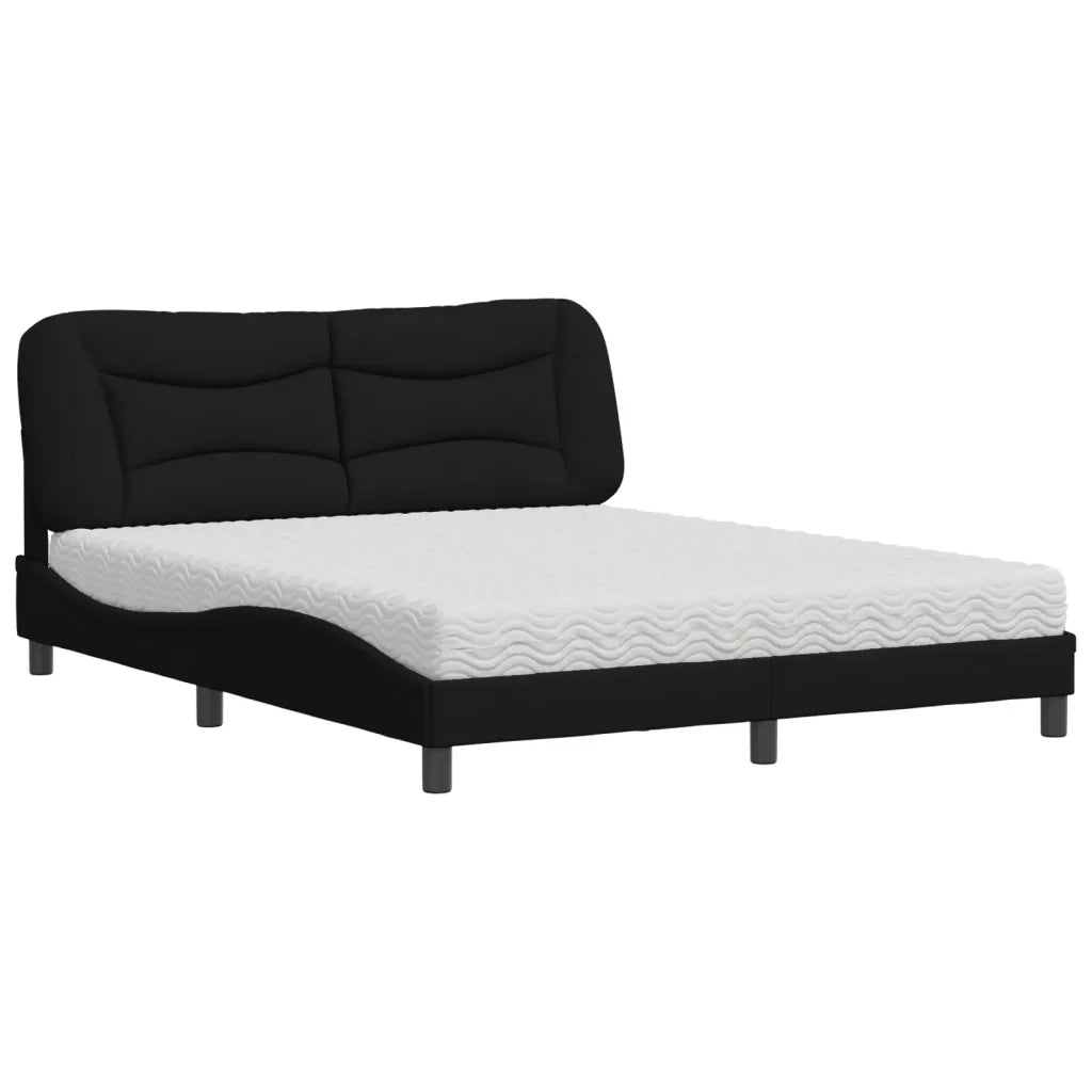 Letto con Materasso Hvar Nero 160x200 cm in Tessuto 3208543