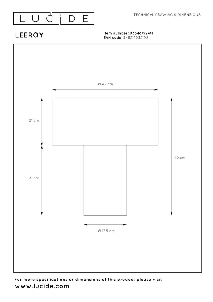 Lampada da tavolo LEEROY taupe lino 1xE27 Lucide