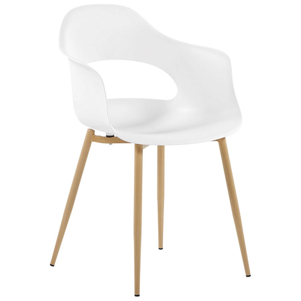 Set di 2 sedie da pranzo bianche in materiale sintetico con gambe eleganti decorative