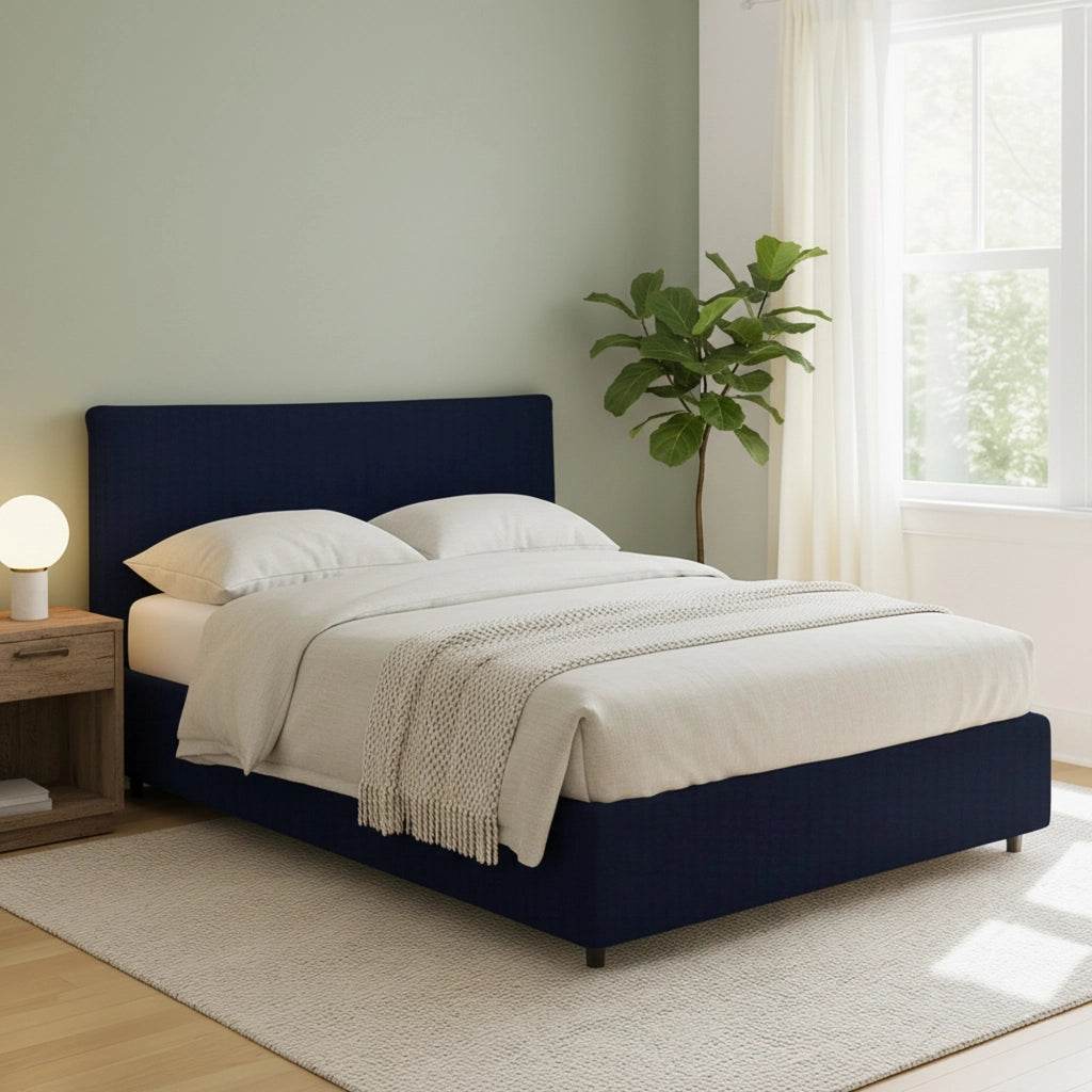 Crewe, Letto Matrimoniale Sfoderabile Made in Italy, Viola Scuro