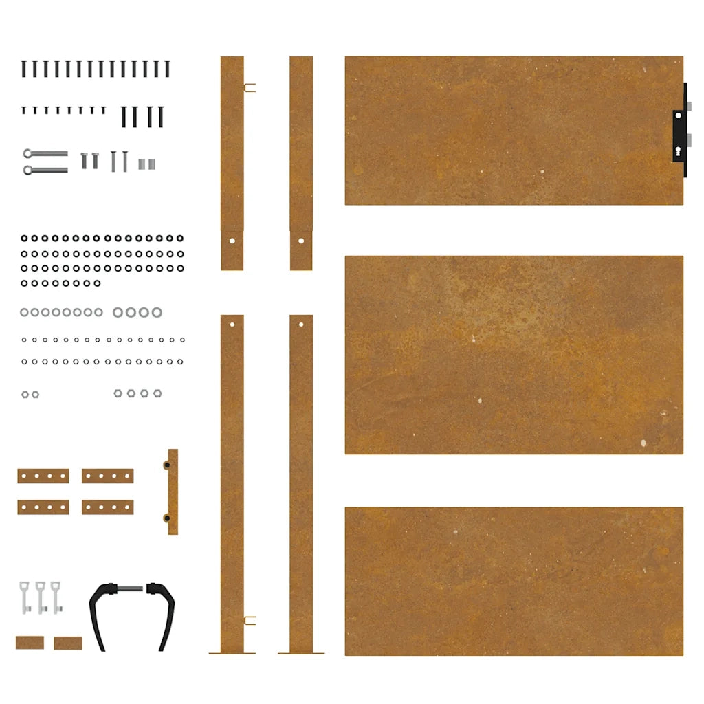 Cancello da giardino 100x125 cm in acciaio Corten 153264