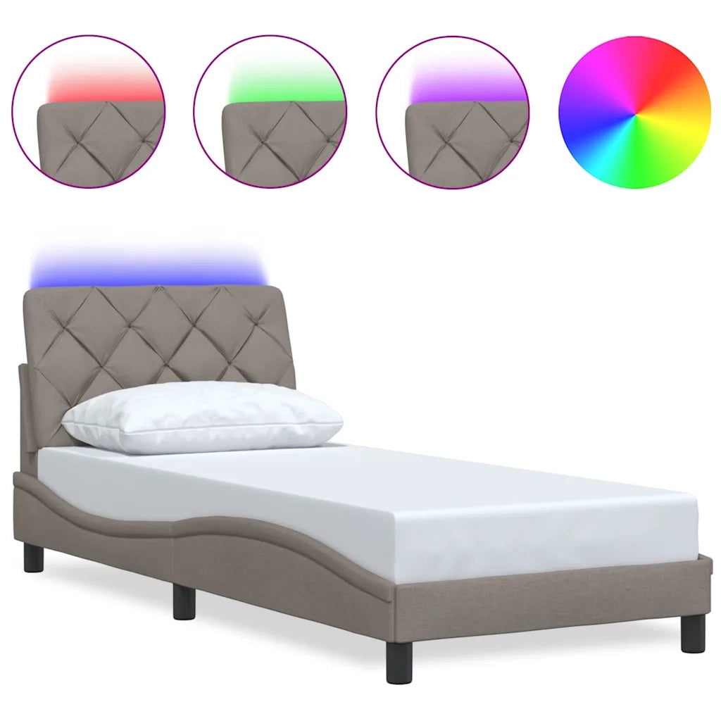 Giroletto con LED senza Materasso Tortora 80x200 cm Tessuto 3310633