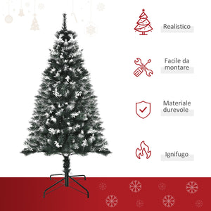 Albero di Natale Artificiale Innevato 150 cm 378 Rami con Bacche Verde