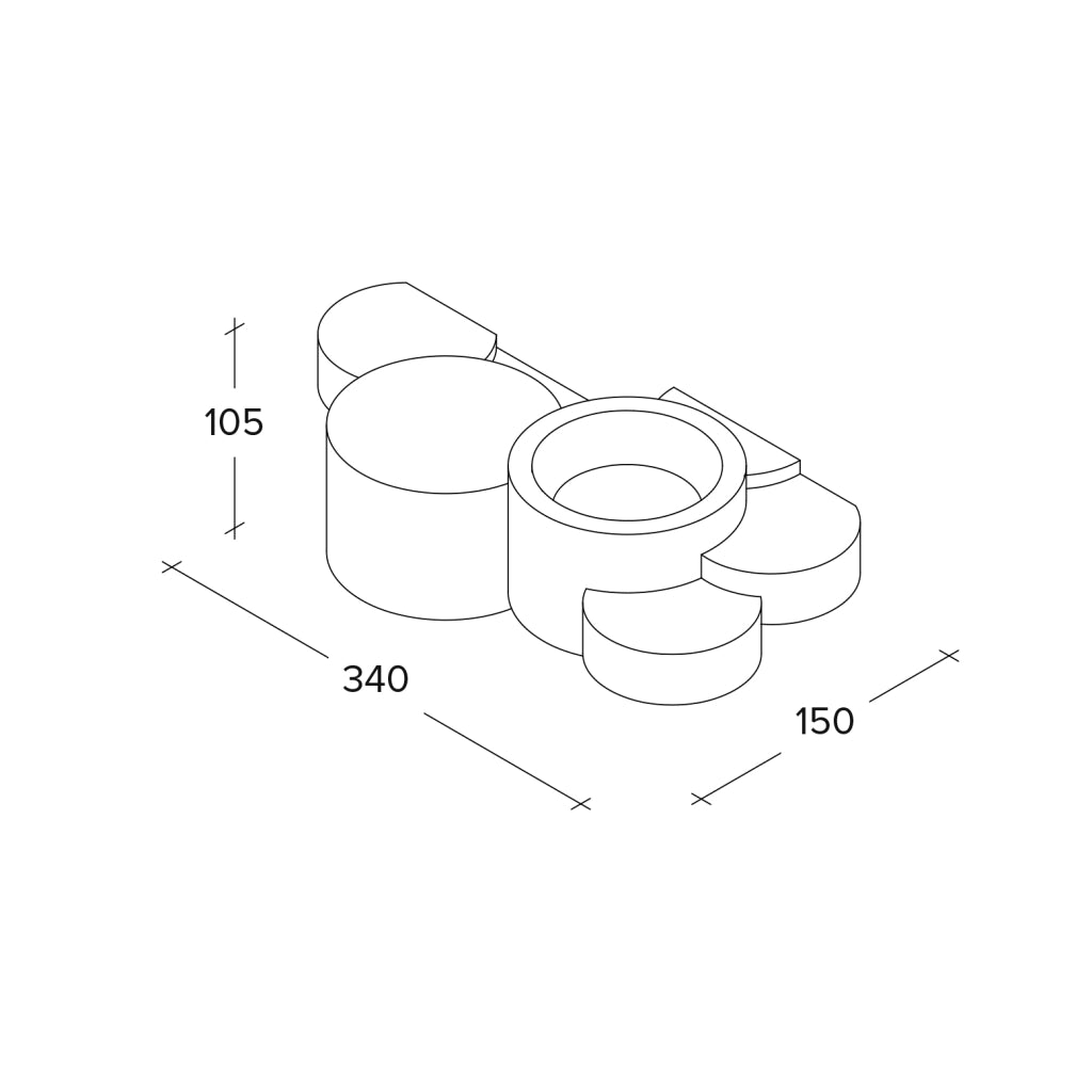 CHIO applique da Parete 3 Luci Up/Down in gesso bianco attacco GX53 41x15cm