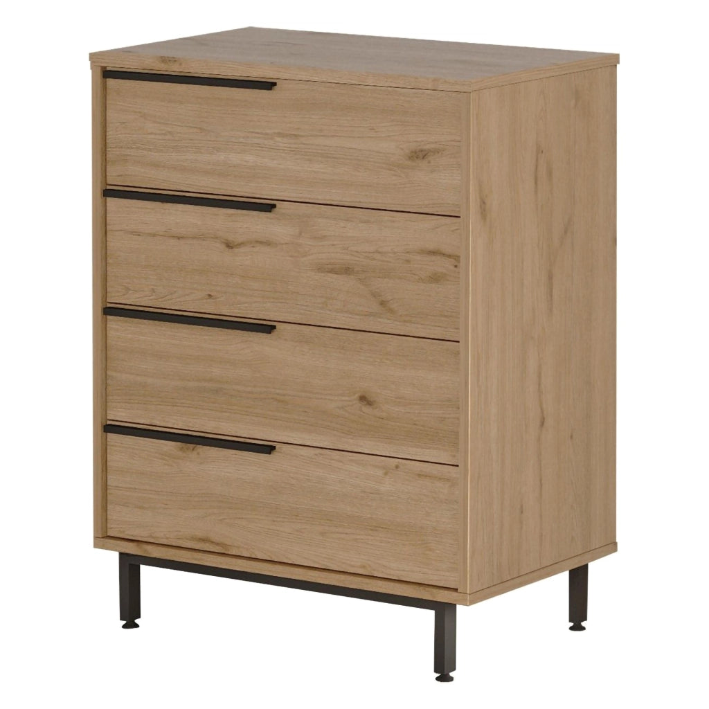 Lusevera, Cassettiera 4 Cassetti, 75x45x95h cm Marrone Rovere