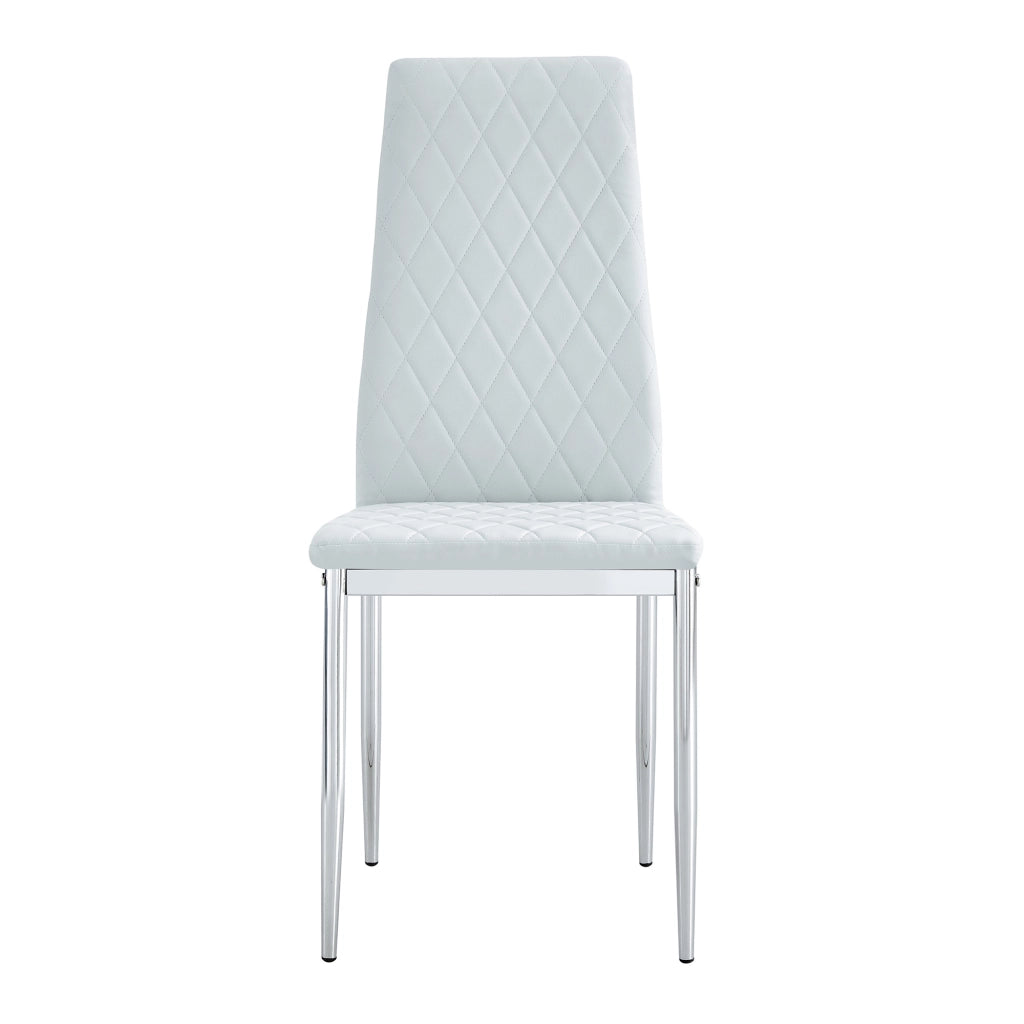 Sedie da Pranzo Set 4 Pezzi ¨C MINIMAL ¨C Similpelle Grigio Chiaro, Gambe Metallo, Design Moderno