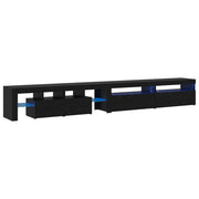 Set di 3 mobili TV rettangolari con illuminazione a LED e ampio spazio di archiviazione 290 x 36,5 x 40 cm legno ingegnerizzato nero 02_0055900