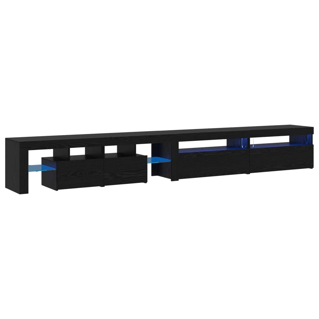 Set di 3 mobili TV rettangolari con illuminazione a LED e ampio spazio di archiviazione 290 x 36,5 x 40 cm legno ingegnerizzato nero 02_0055900