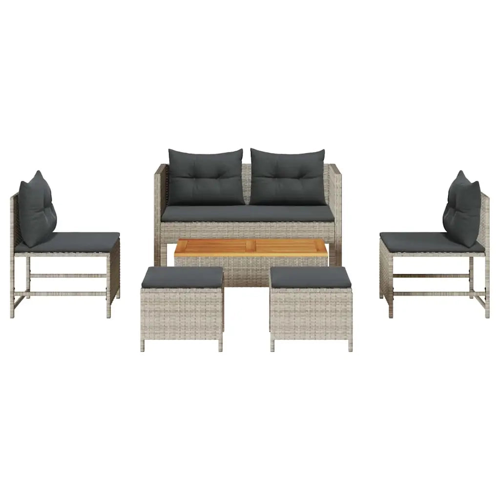Set Divano da Giardino 6 pz | Set Salotto da Giardino Grigio chiaro e grigio scuro
