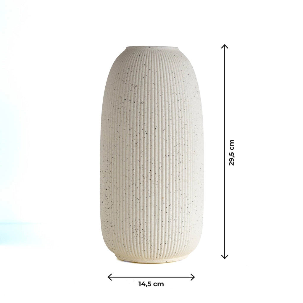 Vaso Decorativo Moderno da Interno in Ceramica – Collezione Design Elegante per Arredo Casa,Vasi Da Soggiorno, Tavolo o Salotto Soprammobile Di Design Anfora Rigata - Bianco Natural