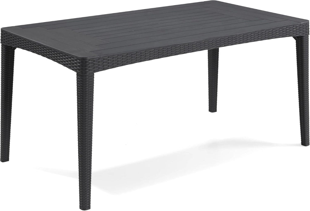 Tavolo da Giardino in Polipropilene Effetto Rattan Colore Grafite Modello Girona Keter