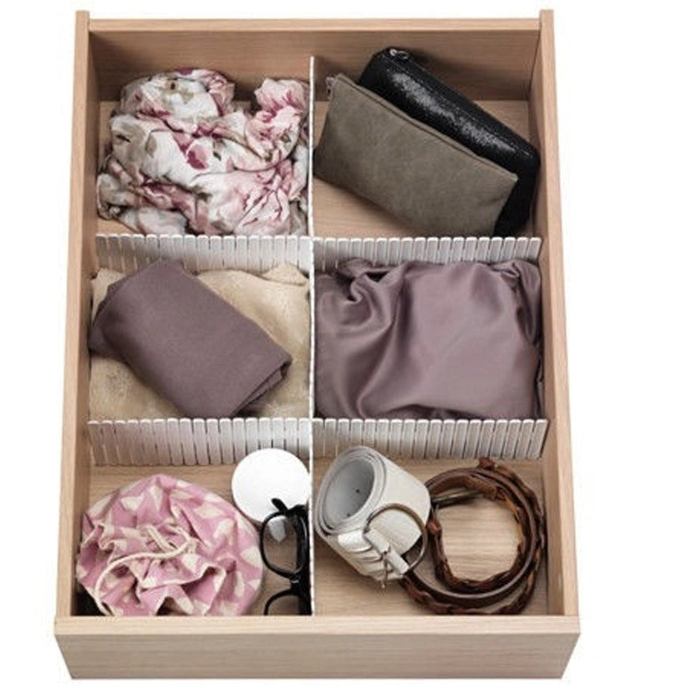 Trade Shop - Set 2 Divisori 43x13 Cm Divisorio Cassetti In Plastica Organizza Divide Ordine -
