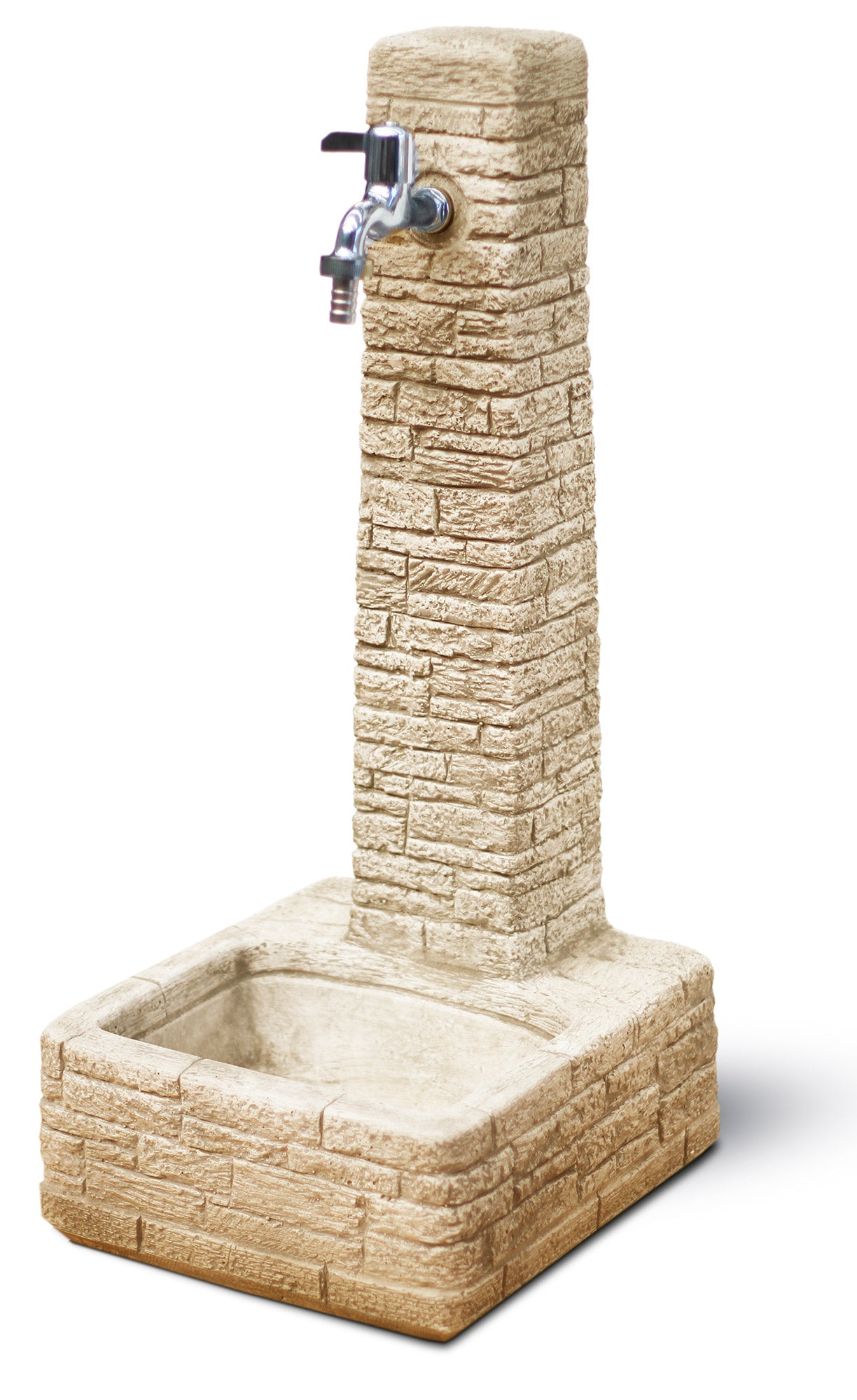 Fontana da Giardino Senza Rubinetto in Cemento Granulato di Marmo Clanezzo Nocciola