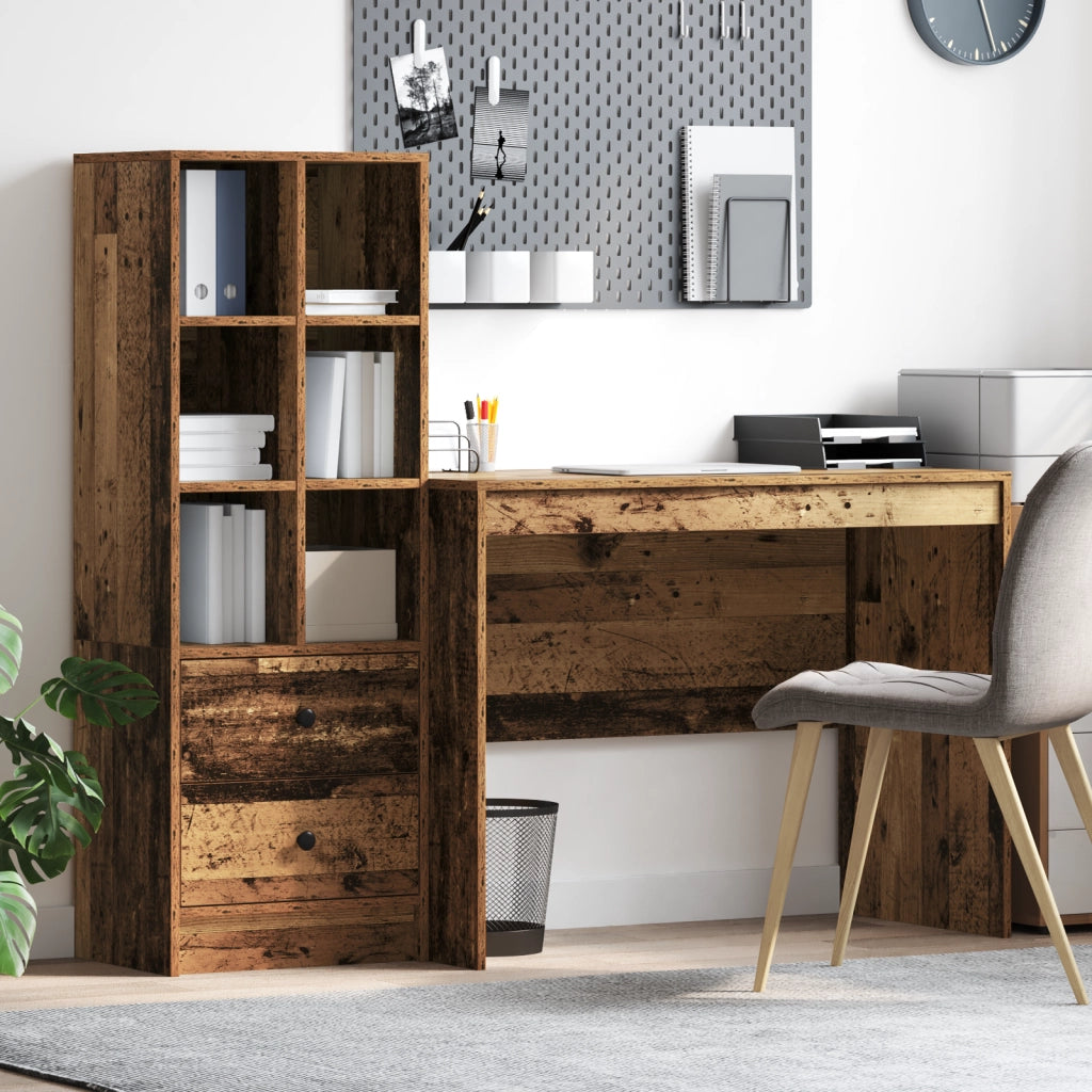 Scrivania con spazio di archiviazione Legno vecchio Legno ingegnerizzato
