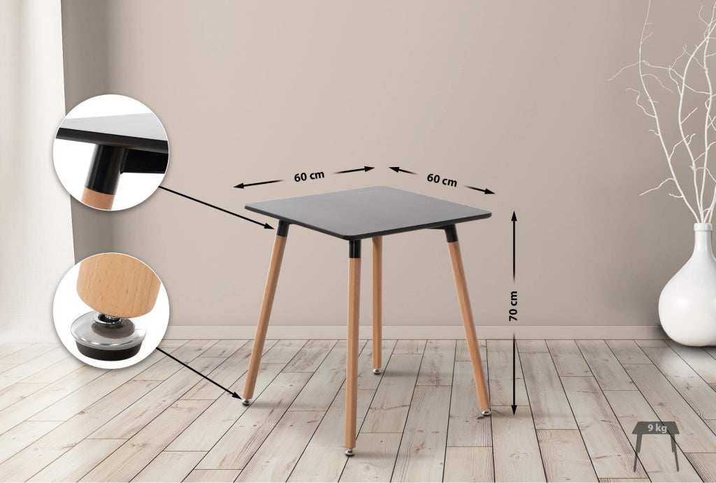 Tavolo Quadrato da Cucina Viborg nero,60 cm