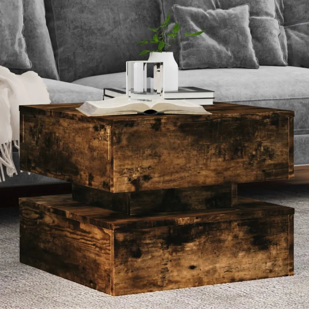 Tavolino da salotto | Tavolino da caff¨¨ | Tavolino da Soggiorno con Luci LED Rovere Sonoma 50x50x40 cm