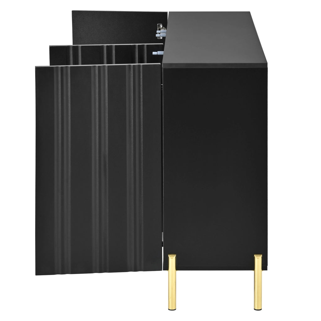 Credenza Moderna 120×35;5×80 cm con 3 Ante; Mobile Scarpiere e Sideboard in MDF/PB con Piedi Dorati