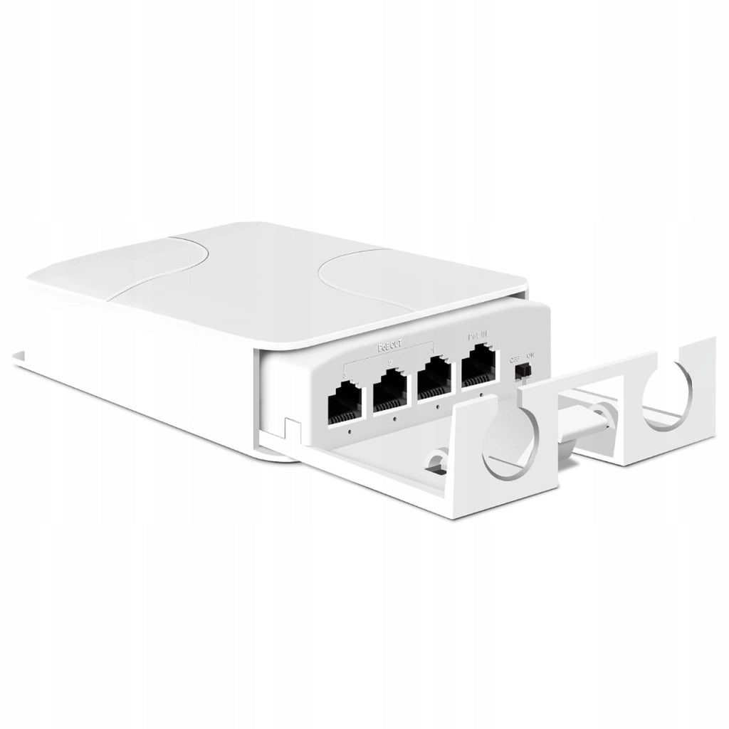 Ripetitore POE Esterno 1x IN 3x OUT – 10/100 Mbps, IP55, 30W, IEEE802.3af/at, VLAN | Estensione Rete fino a 100m