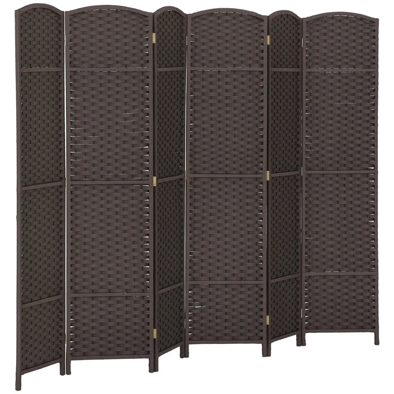 Paravento pieghevole in legno e tessuto polipropilene, marrone, 240 x 1,6 x 170 cm