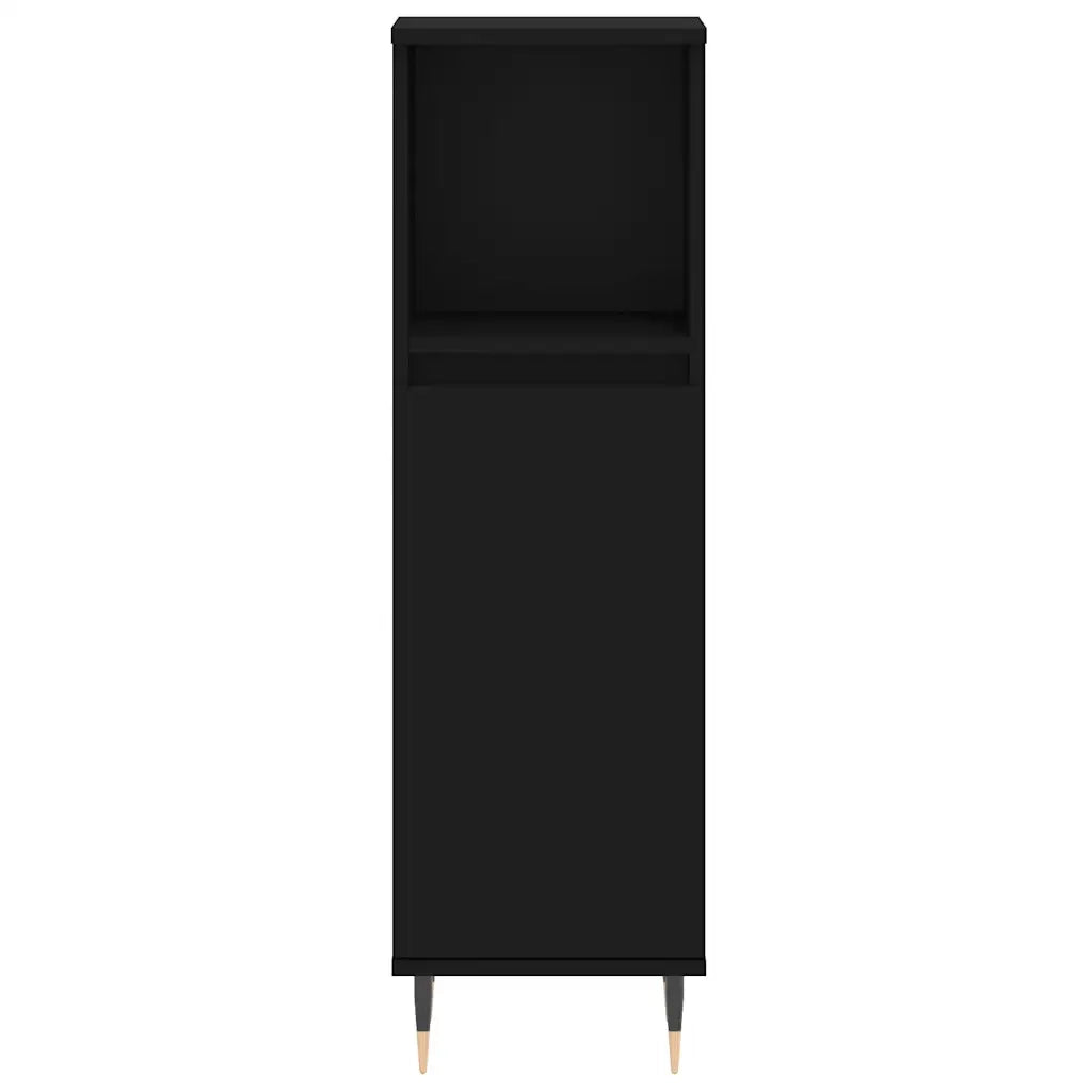 Armadietto da Bagno | Armadio da bagno Nero 30x30x100 cm in Legno Multistrato