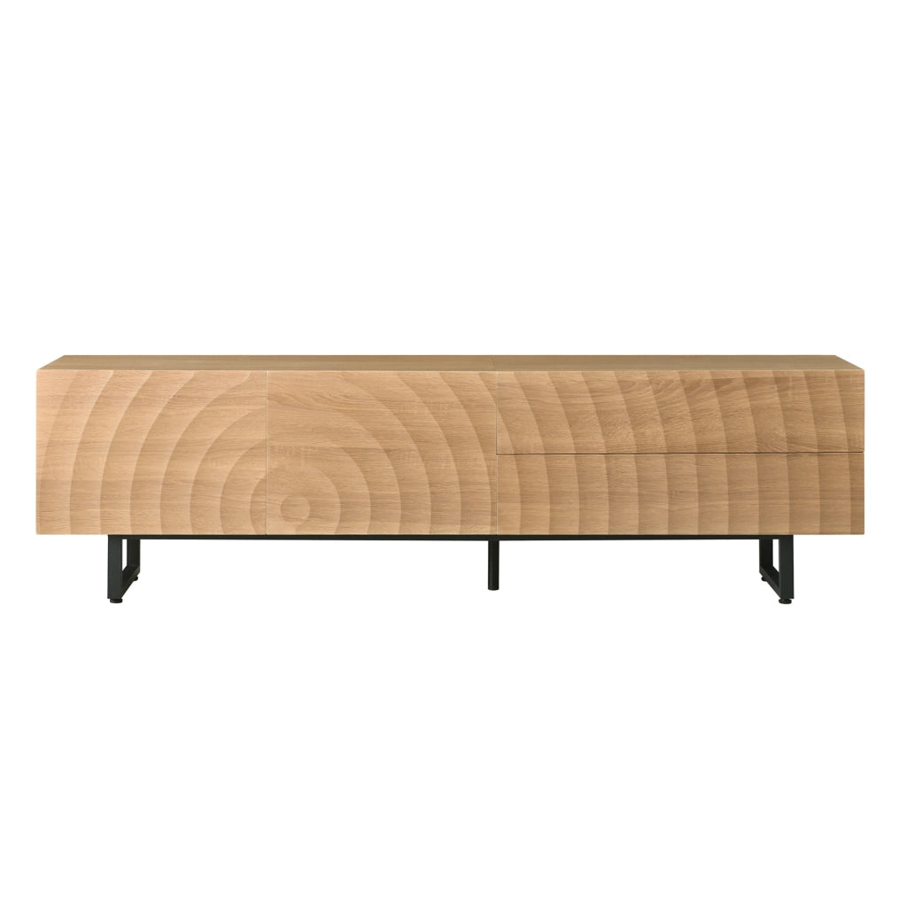 Mobile TV ULEVR 180x38x51,5 cm con 2 ante, 2 cassetti e passacavi, naturale