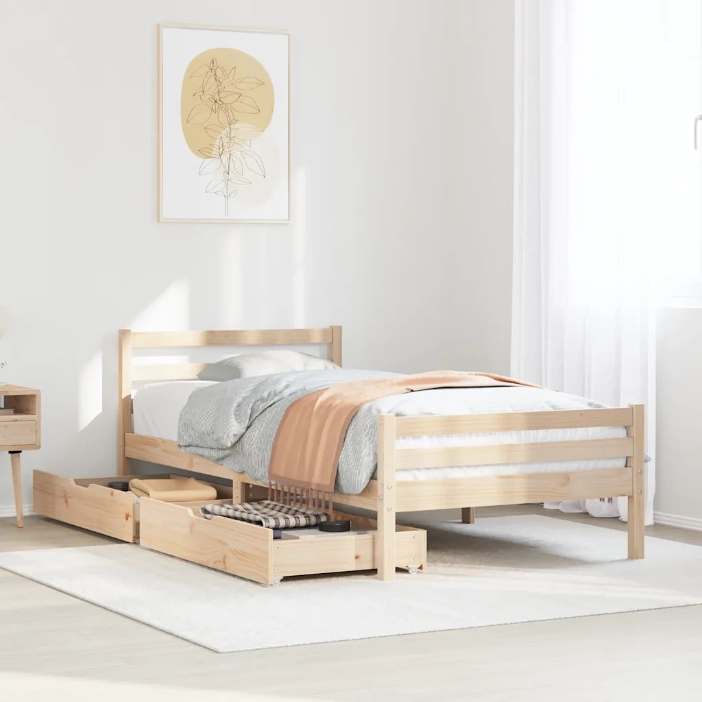 Giroletto senza Materasso-Struttura Letto 100x200 cm in Legno Massello di Pino 400917