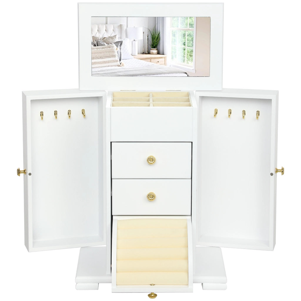 Portagioie 4 Livelli con Specchio e Cassetti ¨C Xylo ¨C Legno Bianco 26,5x16x33,5 cm