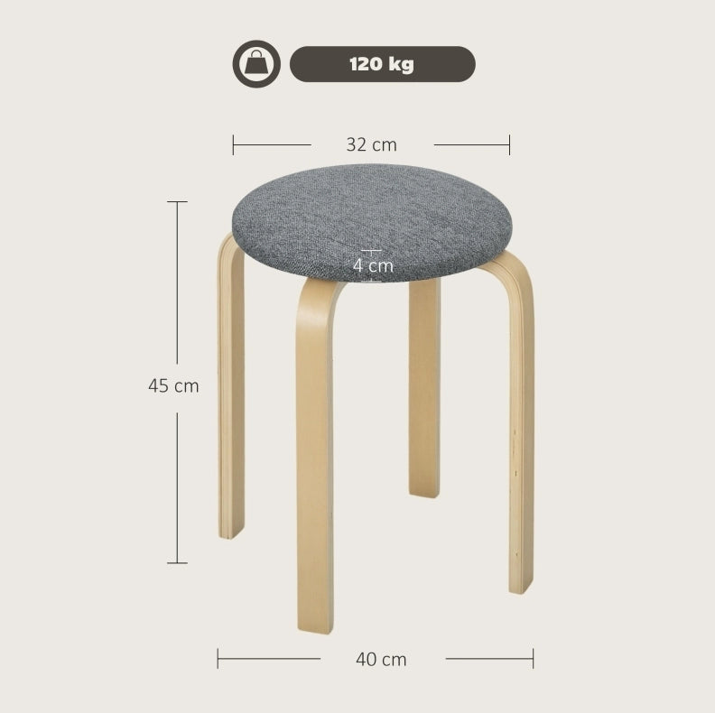 Set di 4 sgabelli impilabili grigi in legno