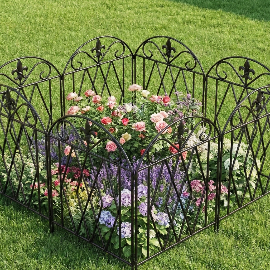 Set 4 Vallas de Jard¨ªn Met¨¢licas ¨C zephmum ¨C Nero, 125x56 cm