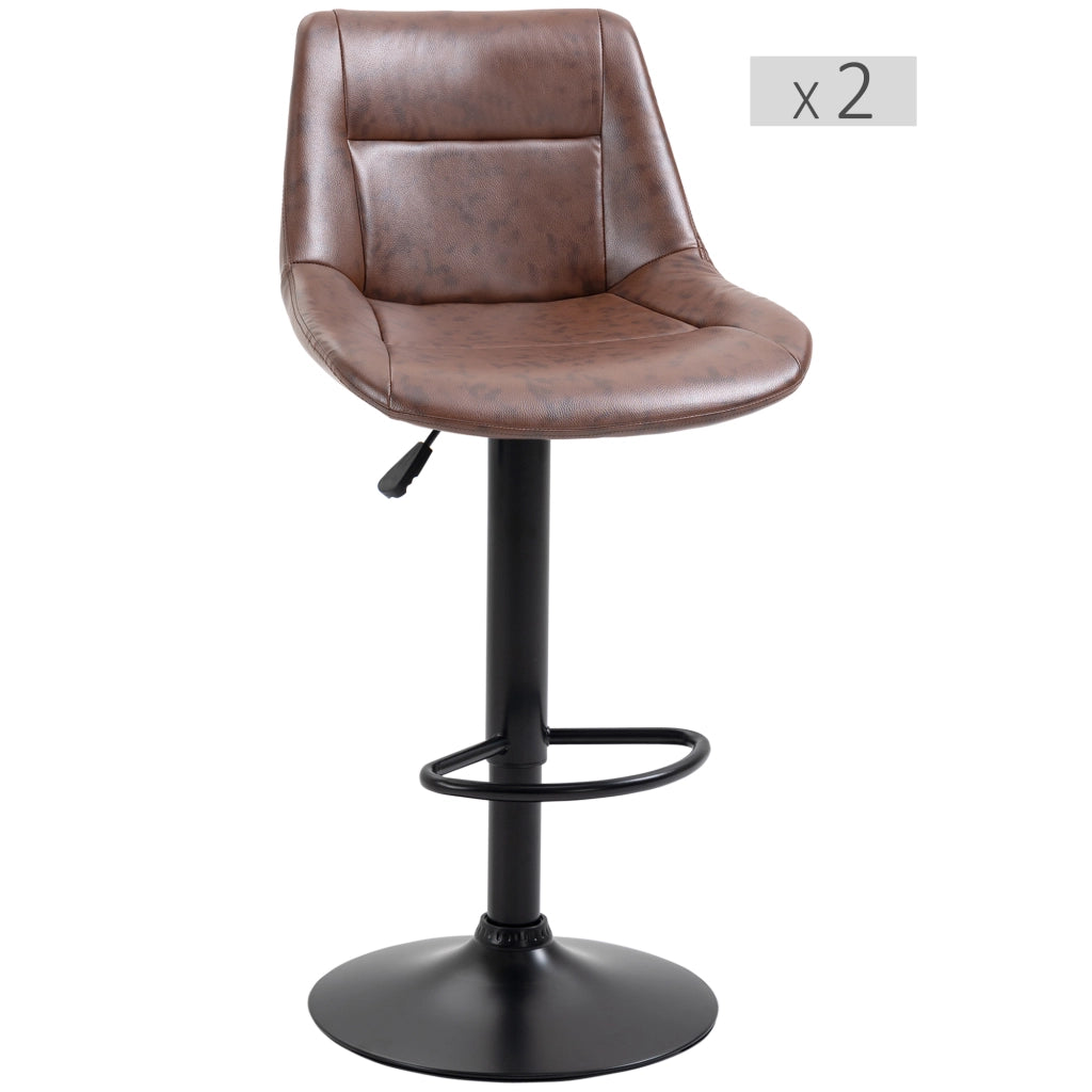 Sgabelli da Bar Vintage Regolabili Girevoli con Poggiapiedi ¨C Minimal ¨C Marrone Effetto Invecchiato