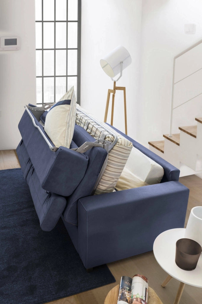 Alinia, Divano Letto 2 Posti Sfoderabile Made in Italy, 160x95 cm blu