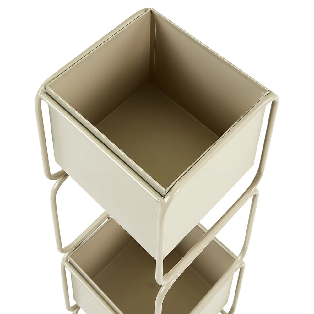 Portapiante a 2 livelli per fioriere rotonde 20 x 20 x 75 cm in metallo beige per interni ed esterni