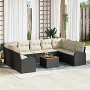 Set Divano da Giardino 10 pcs Nero e Crema polyrattan 3356290