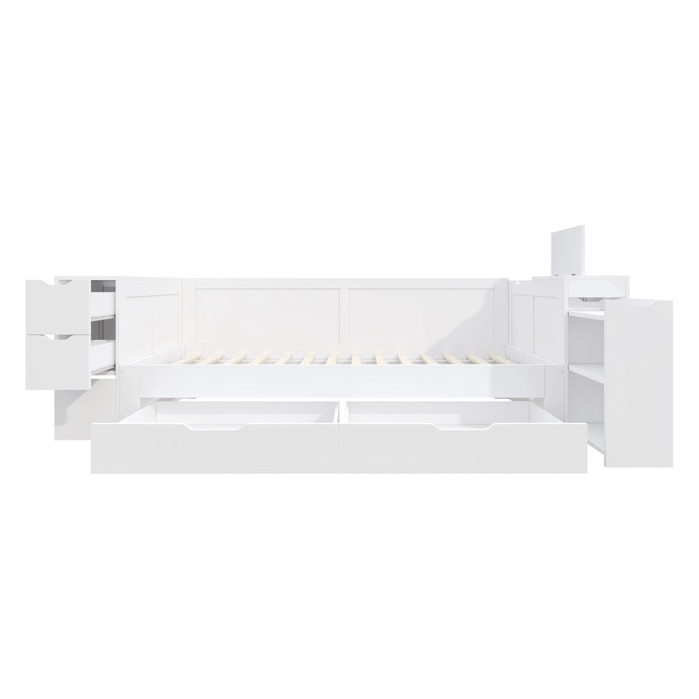 Letto Singolo con Cassetti e Contenitore ¨C MINIMAL ¨C Bianco 90x190